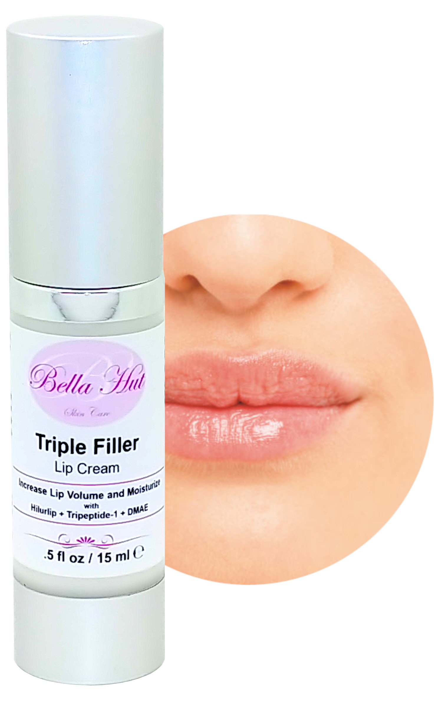 Filling Lip Cream with Hilurlip™, Tri-Peptide-1, Hyaluronic Acid And Dmae