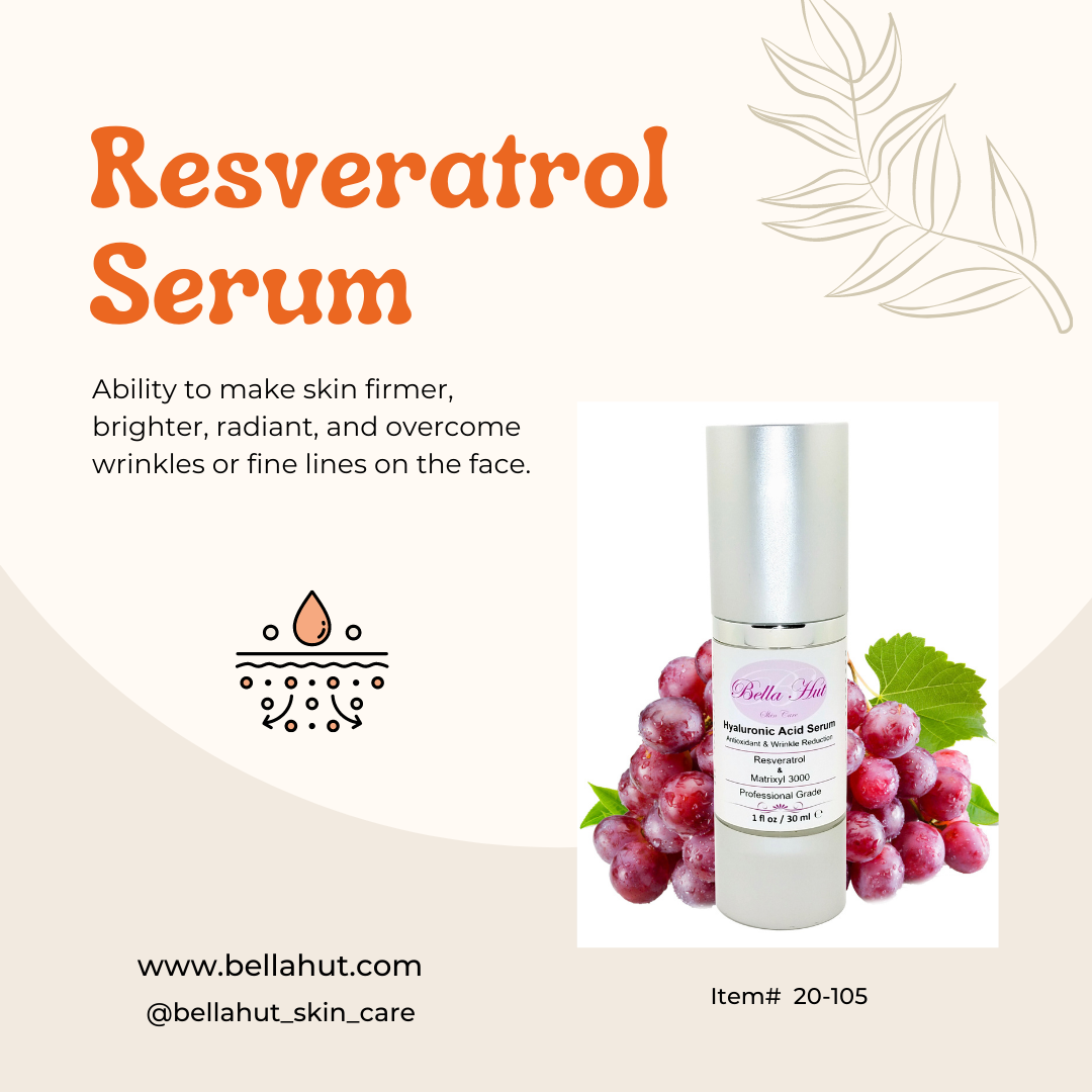 100% Hyaluronic Acid Serum with Resveratrol Red Wine Polyphenols and Matrixyl 3000
