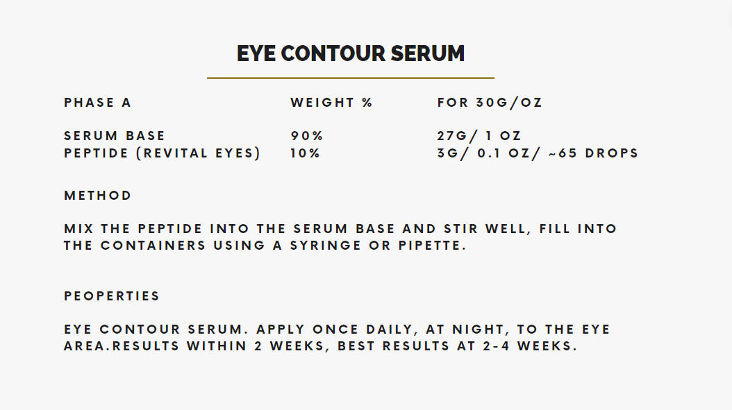 Pure Revitaleyes peptide additives for mixing cream or serum